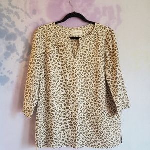 Jones New York tunic. Subtle leopard print, 100% linen.